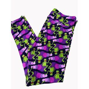 Lularoe Tall & Curvy Leggings With Kermit The Frog Print Purple New